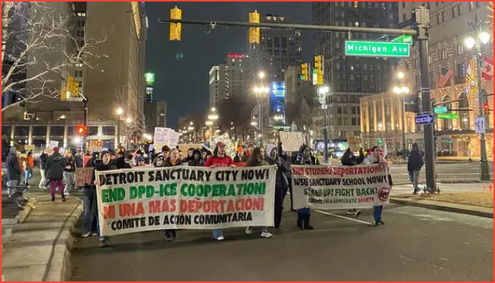 মিনেসোটায় হত্যার প্রতিবাদে ডেট্রয়েটে বিক্ষোভ