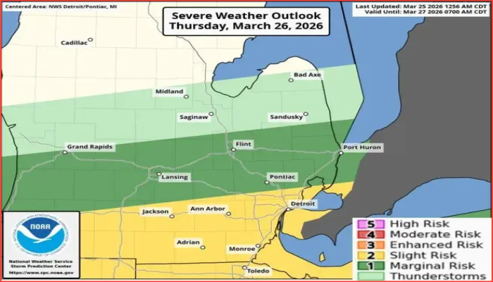 দক্ষিণ মিশিগানে শিলাবৃষ্টি ও সম্ভাব্য টর্নেডোর পূর্বাভাস